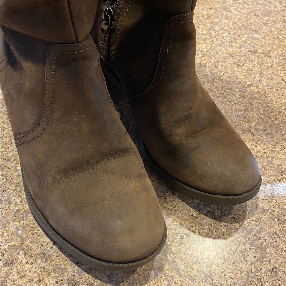 Teva Tall Leather Brown Boots Waterproof Casual 7 1103232 Anaya Heeled Heel - Picture 16 of 17